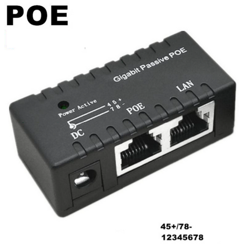 POE-INJ-4811 Gembird 48V/1A 130W, 1000mbps Passive POE injector od 5~48V, konektor 5.5x2.1mm slika 1