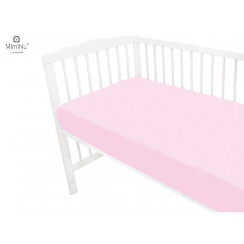 MimiNu Pamučna plahta s elastičnom trakom 140x70 cm - Baby Pink slika 1