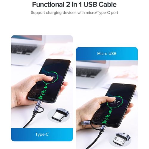 Ugreen pleteni kabel USB-A na Micro USB + USB-C, 1m slika 8