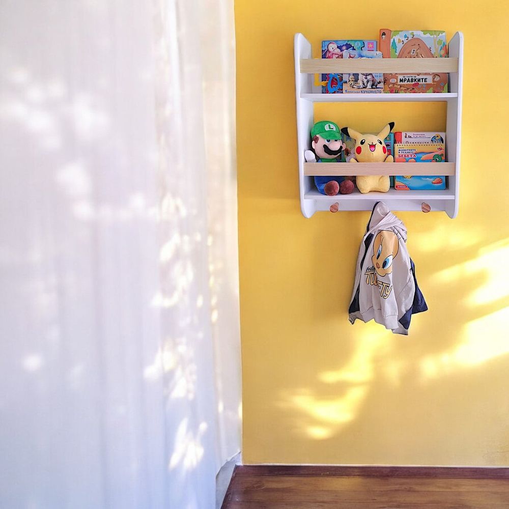 Kinder Home Dječija zidna polica sa vješalicama, Bijela slika 12