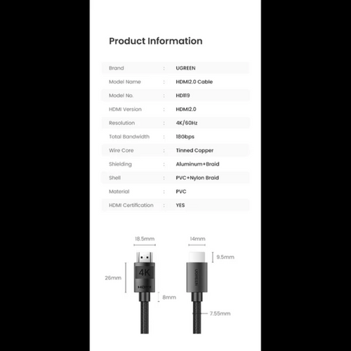 Ugreen 4K HDMI 2.0 cable - 10M slika 3