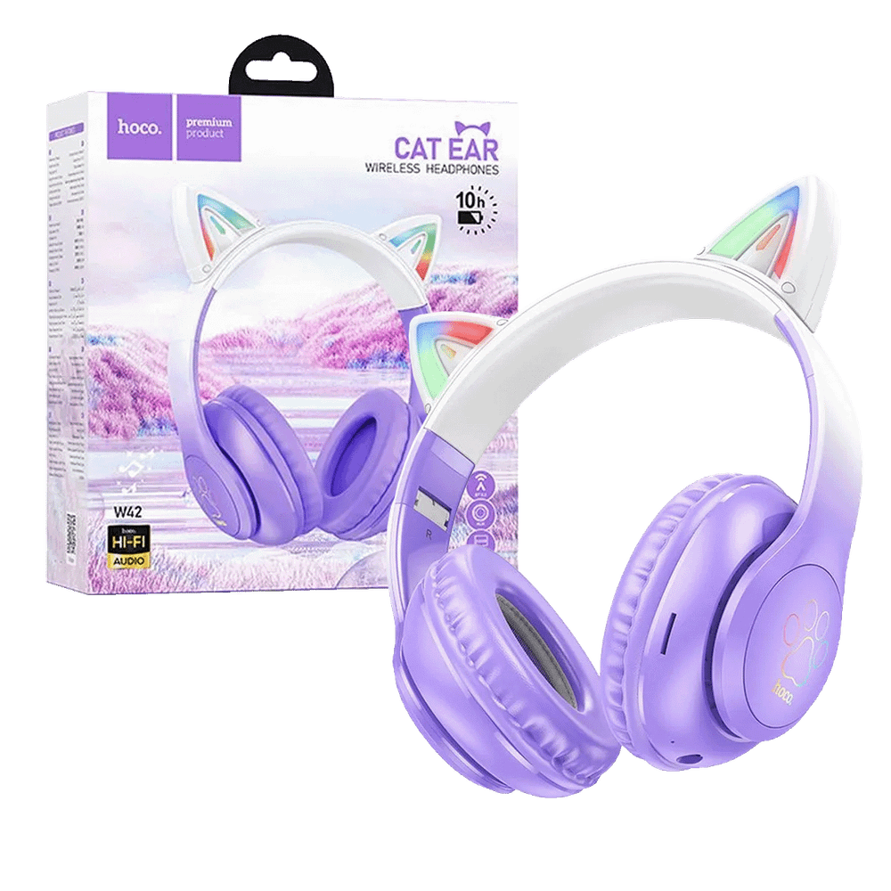 hoco. Slušalice bežične sa mikrofonom, Bluetooth - W42 Cat Ears, Purple Grape slika 1