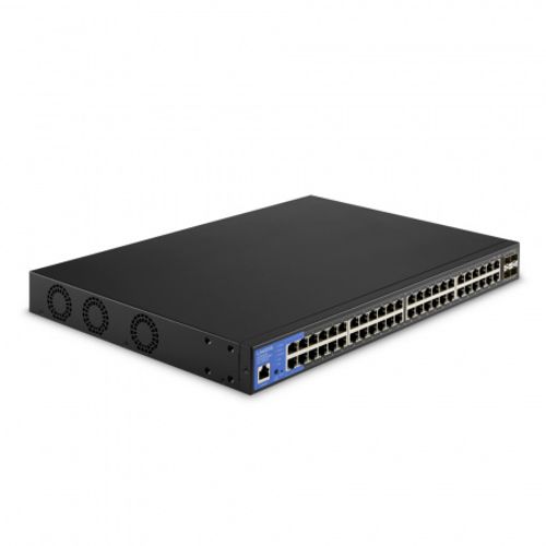 Linksys 48-portni upravljani PoE+ gigabitni switch + 4 SFP+ porta+ uplinkovi 740W TAA kompatibilan - crni slika 1