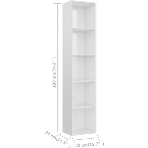 Ormarić za knjige sjajni bijeli 40x30x189 cm konstruirano drvo slika 32
