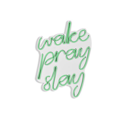 Wallity Ukrasna plastična LED rasvjeta, Wake Pray Slay - Green slika 15