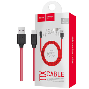 hoco. USB kabl za smartphone, USB type C, 1.2 met., 5 A - X11 Rapid Black/Red