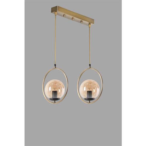 Ring 2 Li Sıralı Bal Camlı Eskitme Sarkıt Copper Chandelier slika 3