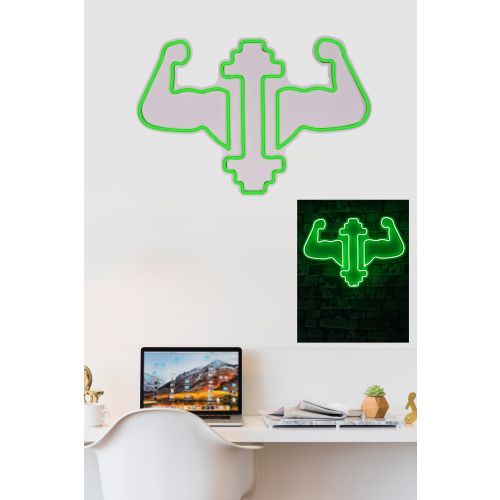 Wallity Ukrasna plastična LED rasvjeta, Gym Dumbbells WorkOut - Green slika 11