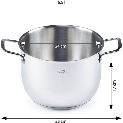 Čelični lonac Rosmarino Pour&amp;Cook II sa staklenim poklopcem 6,5 l - 24 cm silver 24x17 cm slika 4