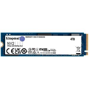 Kingston SNV2S/4000G M.2 NVMe 4TB SSD, NV2, PCIe Gen 4x4, Read up to 3,500 MB/s, Write up to 2,800 MB/s, (single sided), 2280