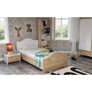 Woody Fashion Jednostruki krevet, Zebra - Oak, White