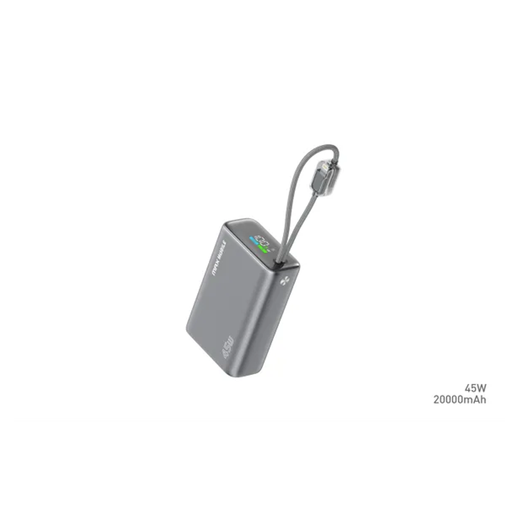 MAXMOBILE POWER BANK T205ALP 20000mAh 45W PD, 2xType-C+Lightning,Sivi slika 2