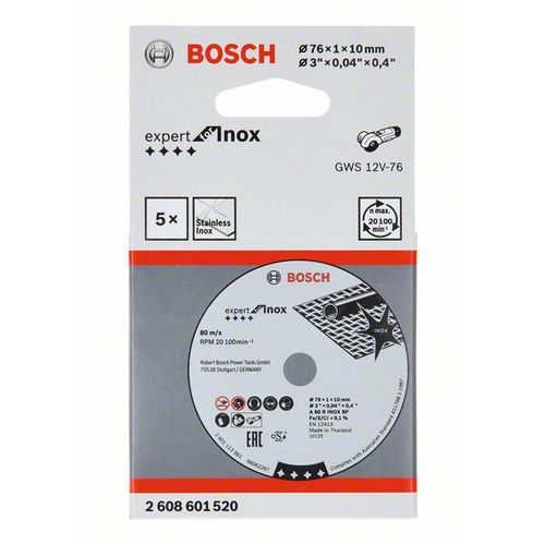 Rezna ploča Expert for Inox Bosch 2608601520, A 60 R INOX BF; 76 mm; 1 mm; 10 mm slika 1
