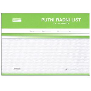 VI-24 PUTNI RADNI LIST ZA AUTOBUS; Blok 2 x 50 listova, 29,7 x 21 cm