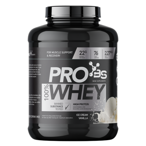 100% PRO WHEY 2.27KG BASIC SUPPLEMENTS -  Ice Cream Vanilla slika 1