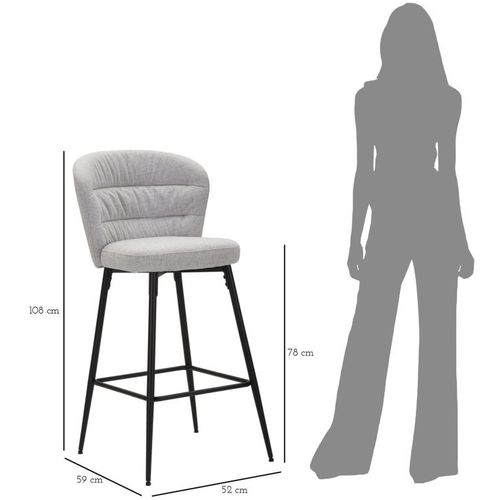 Mauro Ferretti Barska stolica BAR STOOL LOSANNA GREY SET 2 PZ cm 52X59X108 slika 10