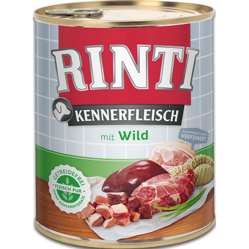 RINTI Kennerfleisch mit Wild, hrana za pse s mesom divljači, 800 g slika 1