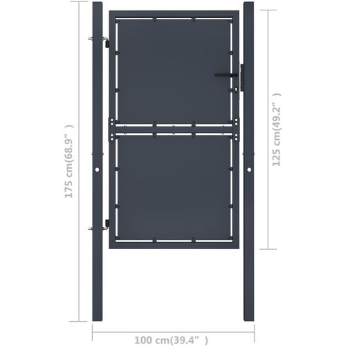 Vrtna vrata čelična 100 x 125 cm antracit slika 17