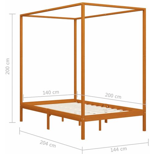 Okvir za krevet s baldahinom od borovine boja meda 140 x 200 cm slika 24