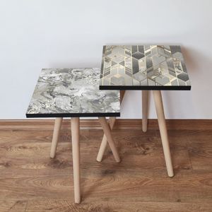Nesting stolovi 2Shp508 - (2 komada) - boje: siva, zlatna, bež