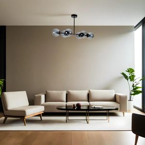 Elegantni Crni Füme Stakleni Luster sa 6 Svjetiljki
