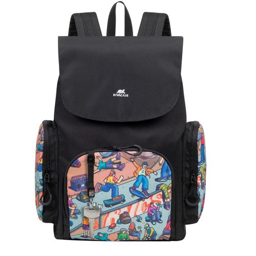 Ruksak RivaCase Agora 5425 black Urban Print backpack "Skaters", 15L slika 1