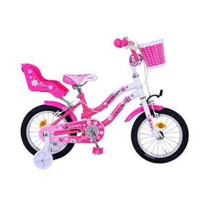 Dječji bicikl s dvije ručne kočnice Volare Lovely 14" roza-bijeli