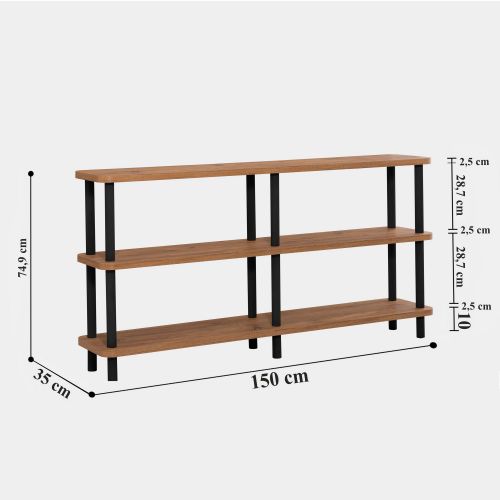 Woody Fashion Polica za knjige, Crno Atlantski bor, Raca - Black slika 6