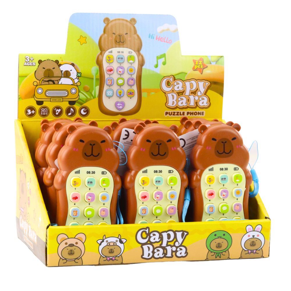 Dječja edukativna svjetla za telefon, zvukovi, melodije, Capybara Brown slika 6