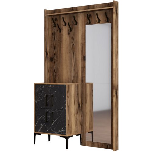 Woody Fashion Ormar za predsoblje, Berlin BC - Walnut, Black Marble slika 5