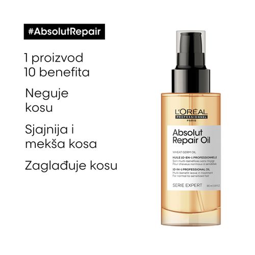 Loreal Professionnel Paris Absolut Repair 10 u 1 profesionalno višenamensko ulje bez ispiranja za normalnu do osetljivu kosu 90ml slika 8