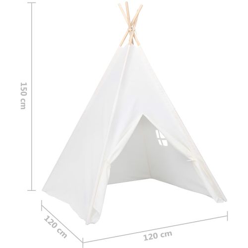 Dječji šator tipi od breskvine kore bijeli 120 x 120 x 150 cm slika 8