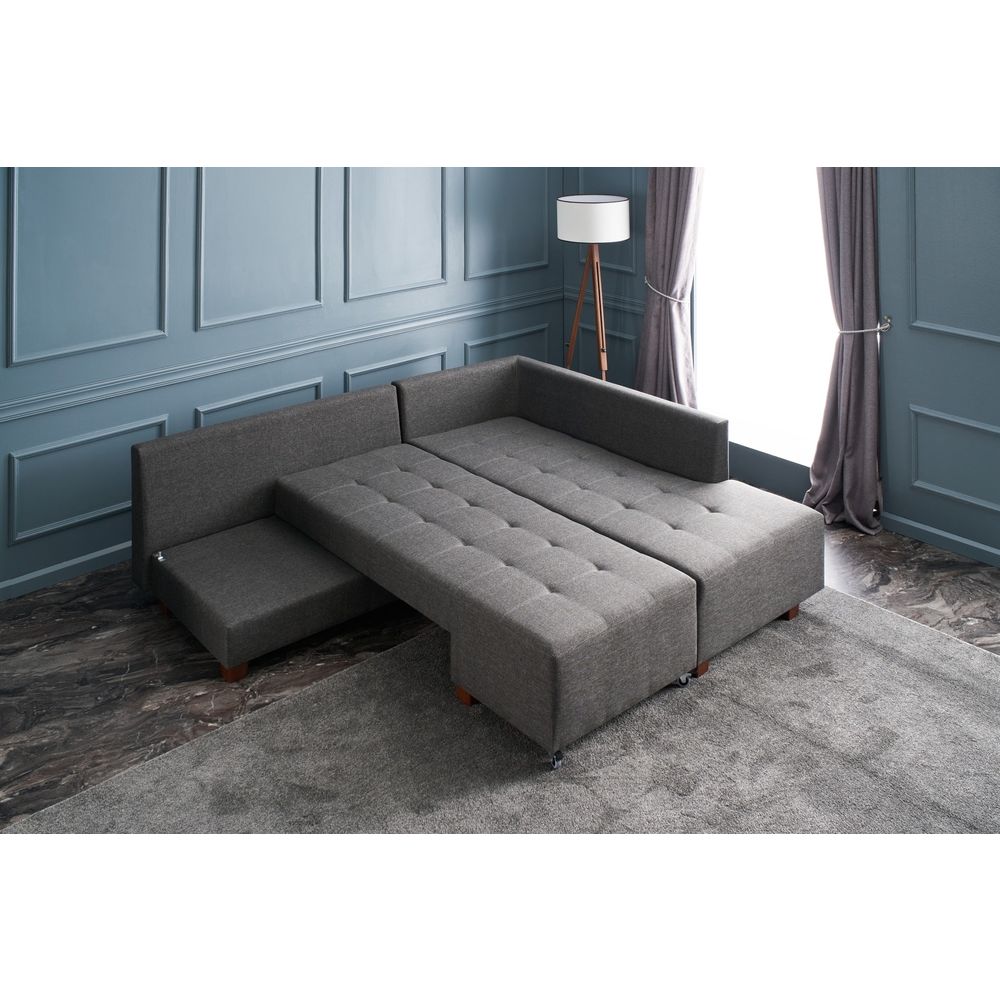 Ugaona Sofa na Razvlačenje Manama - Desni Kut, Antracit Boja slika 4