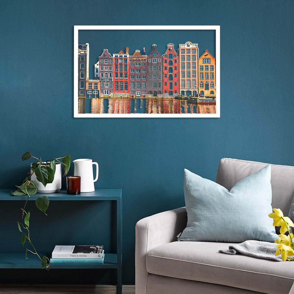 Amsterdam Houses - APT329MCA Bijeli Dekorativni Metalni Zidni Ukras slika 1