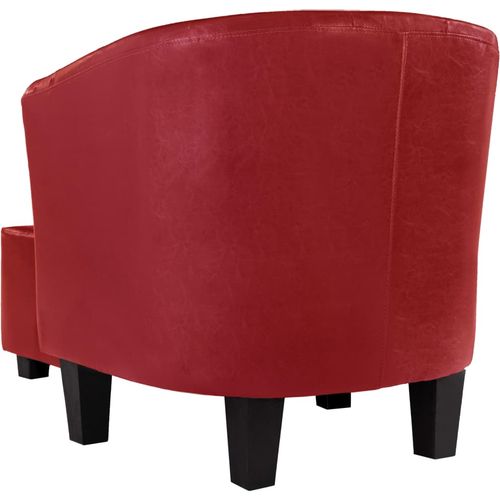 Fotelja od umjetne kože s osloncem za noge crvena slika 21