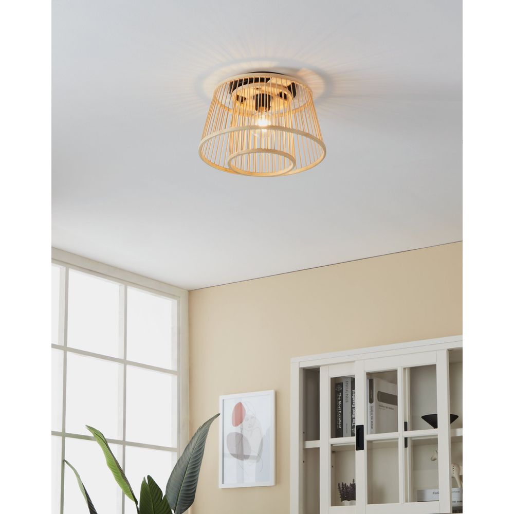 Eglo stropna lampa 'Hykeham' - čelik i drvo natur, E27 slika 2