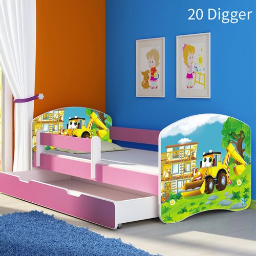 ACMA Drveni dječji krevet s bočnom stranicom i ladicom – Rozi 180x80 slika 14