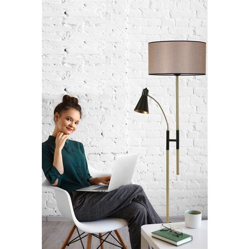 Forza Eskitme Lambader Silindir Koyu Hasır Abajurlu   Wicker Floor Lamp slika 1