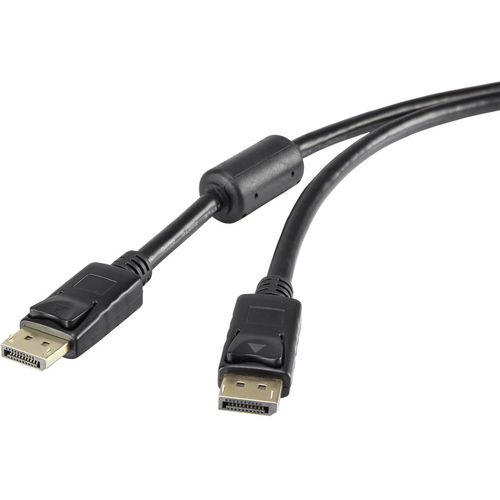 Renkforce DisplayPort priključni kabel DisplayPort utikač, DisplayPort utikač 1.00 m crna RF-3433992 pozlaćeni kontakti, s feritnom jezgrom DisplayPort kabel slika 1