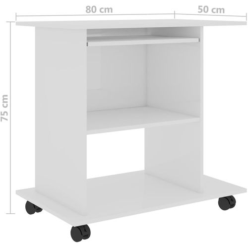 Stol za računalo visoki sjaj bijeli 80 x 50 x 75 cm od iverice slika 6