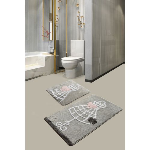 Elbise - Grey Multicolor Acrylic Bathmat Set (2 Pieces) slika 1