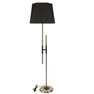 Felix Mat Krom Lambader Altıgen Siyah Abajurlu Black Floor Lamp