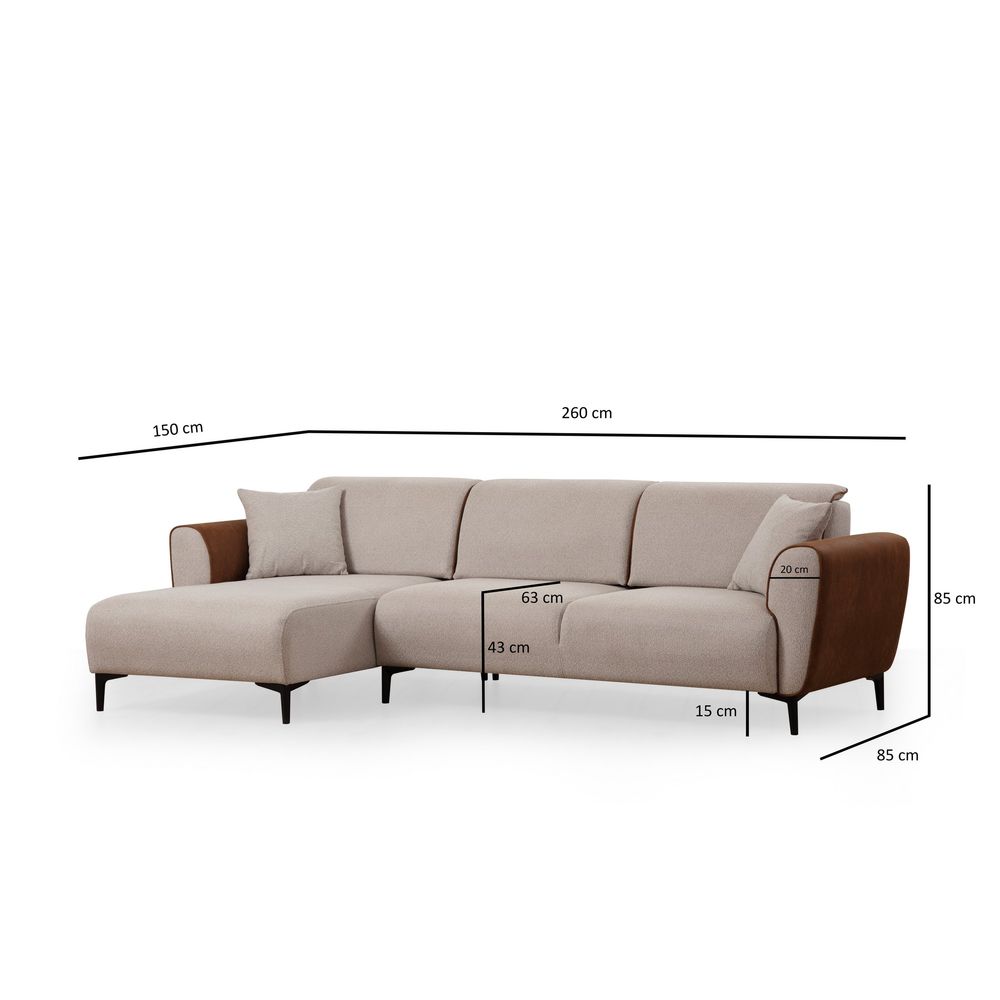 Ugaona Sofa na Razvlačenje Aren Left - Bež Cimet slika 11