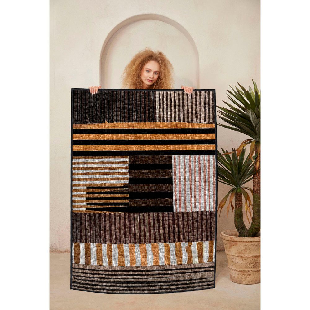 Elegantni Tepih WOOSONIL096 u Bijeloj, Narančastoj, Smeđoj i Crnoj Boji (160 x 230 cm) slika 3