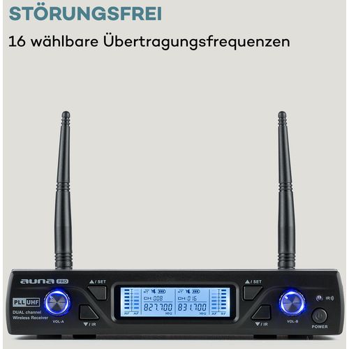 Auna Pro UHF200C-2H set 2-kanalnih UHF bežićnih mikrofona, Crna slika 13