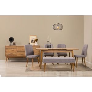 Vina 03 0701 - Set za Trpezariju od 7 Komada s Produžnim Stolom od Atlantske Borovine