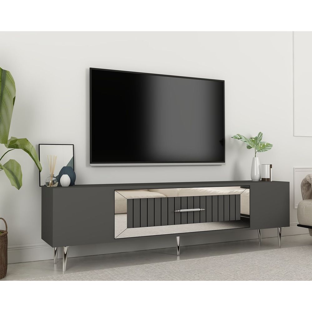 TV stalak Dekolp3, boje antracit i srebrna slika 2