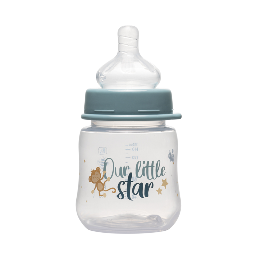 nip® Plastična flašica širokog grla sa silikonskom dudom 150ml 0m+ Boy slika 2