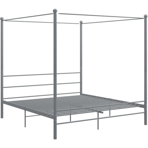 Okvir za krevet s nadstrešnicom sivi metalni 200 x 200 cm slika 8