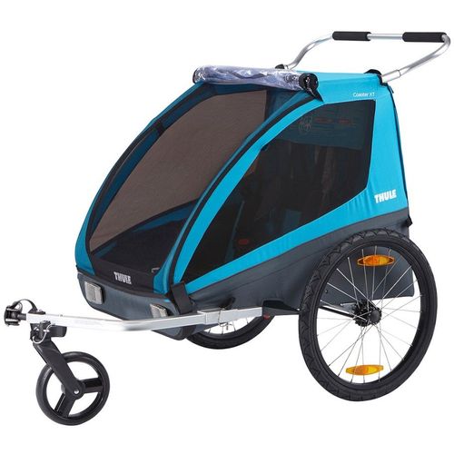 Thule Coaster XT plava dječja kolica i prikolica za bicikl za dvoje djece slika 1